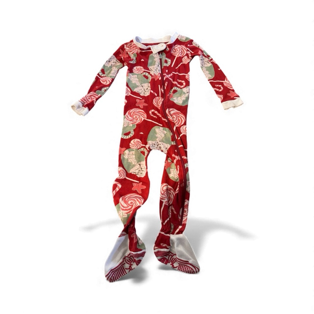 Burts Bees Baby- festive Red and White Kids One Piece footie pajamas